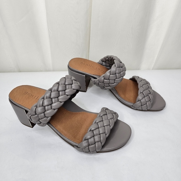 Gentle Souls by Kenneth Cole Gray Charlene Two Braid Heeled Sandal Size 8 - Picture 2 of 11